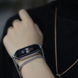 Double hole pendant - with necklace - stainless steel - for Xiaomi Mi Band 5