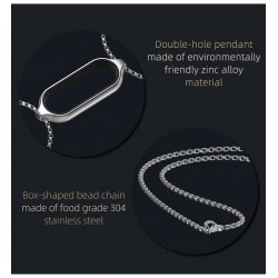 Double hole pendant - with necklace - stainless steel - for Xiaomi Mi Band 5