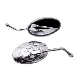 Universal motorcycle oval mirrors - chrome - 10mm thread - eagle signMirrors