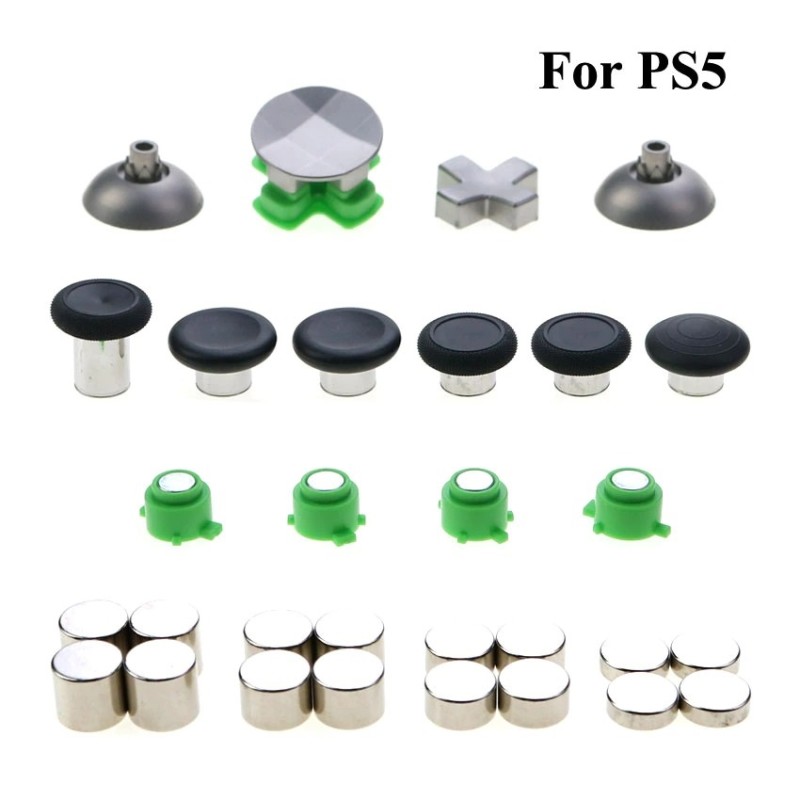 Metal buttons - thumb grips - analog stick - D-Pad button - replacement parts - for PS5 Controller GamepadAccessories