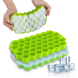 Silicone ice cube tray - honeycomb shaped - reusable - with removable lidBar supply