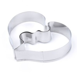 Cookie cutter mold - heart shaped puzzle - stainless steel - 2 pieces