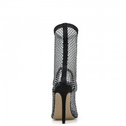 Sexy high-heeled mesh boots - transparent half-calf bootsHigh heels