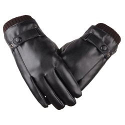 Elegant leather men's gloves - touch screen function - windproof