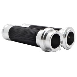 Chrome motorcycle handlebar grips - 25mm - for Harley Sportster / Touring / DynaHand Grips & End