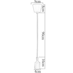 E27 - taklampshållare - sockel - silikonrep - 90cm