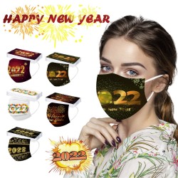 Gott nytt år 2022 - ansikts-/munskyddsmasker - engångs - 3-lagers - 50 stycken