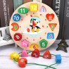 Educational toy - wooden digital clock - with geometric blocks