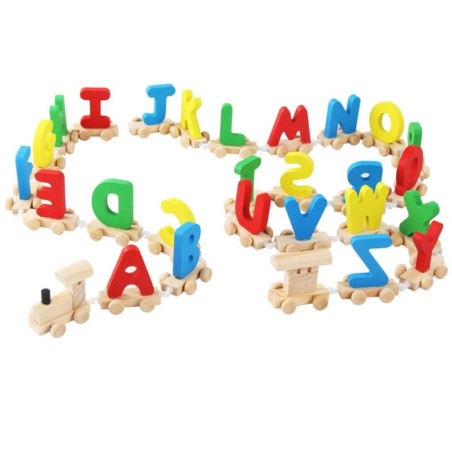 Mini wooden train with alphabet - educational toy