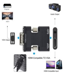 HDMI-compatible to VGA adapter - audio cable - 3.5mm - 1080P