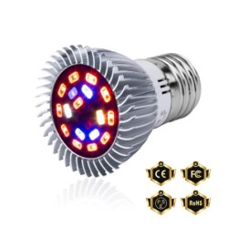 LED växtodlingslampa - glödlampa - hydroponisk - fullt spektrum - E27 / E14 - 18W / 28W