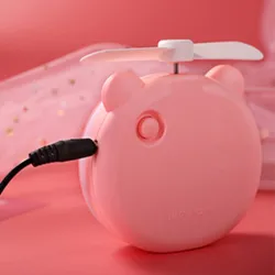 Mini pocket mirror - with fan - LED light - piggy head shape