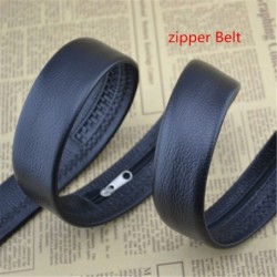 Leather belt with zipper - hide money pouch
