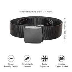 Anti theft belt - with hidden zipper - unisex - 120cmBelts