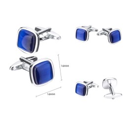 Elegant cufflinks - with square blue opal stoneCufflinks
