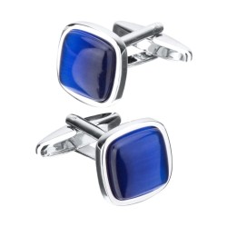 Elegant cufflinks - with square blue opal stone