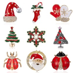 Fashionable Christmas brooches - with crystals - Santa Claus - snowflake - Christmas tree - hat - glovesBrooches