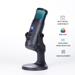 Condenser microphone - RGB - USB - with earphone jack - for Smartphones / laptops / gamingMicrophones