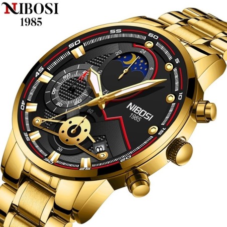 NIBOSI - luxurious men's watch - waterproof - Quartz - stainless steelWatches