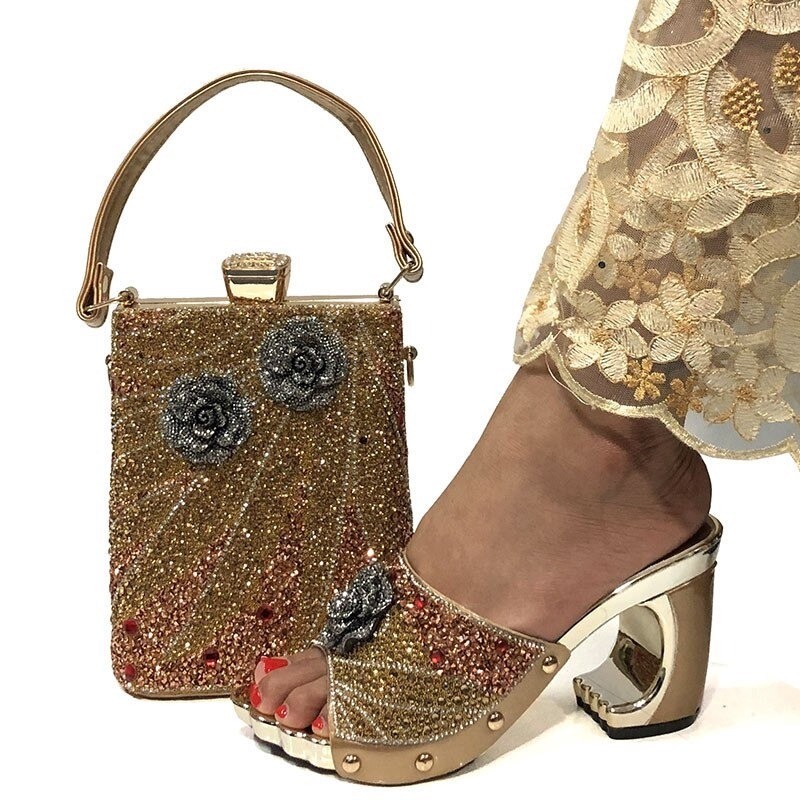Fashionable Italian shoes & bag sets for women - silver colour