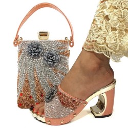 Fashionable Italian shoes & bag sets for women - silver colour