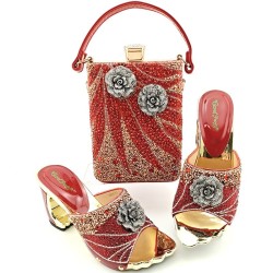 Fashionable Italian shoes & bag sets for women - silver colour