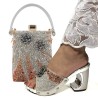 Fashionable Italian shoes & bag sets for women - silver colour