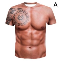 Creative short sleeve t-shirt - with 3D printing - strong muscles / tattooT-shirts