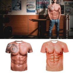 Creative short sleeve t-shirt - with 3D printing - strong muscles / tattooT-shirts