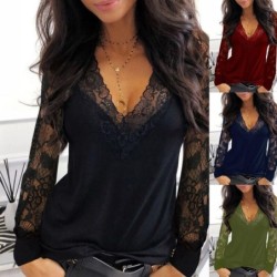 Sexy t-shirt - lace top - V-neck - long sleeve