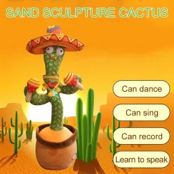 Electric cactus with Spanish sombrero - funny plush doll - twisting / dancing / recording