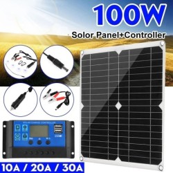 Solar panel - 100W - dual 12V/5V USB - with controller - waterproof - battery charger