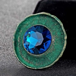 Antique silver round brooch - with crystal