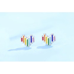 Rainbow jewellery set - heart shaped - necklace / earrings / ring - 925 sterling silver