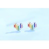 Rainbow jewellery set - heart shaped - necklace / earrings / ring - 925 sterling silver