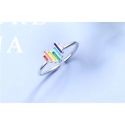 Rainbow jewellery set - heart shaped - necklace / earrings / ring - 925 sterling silver
