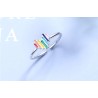 Rainbow jewellery set - heart shaped - necklace / earrings / ring - 925 sterling silver