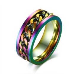 Rainbow ring - with rotatable chain - stainless steel - unisexRings