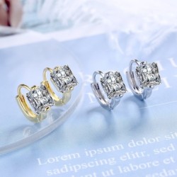 Luxurious small round earrings - with crystal - 925 sterling silverEarrings