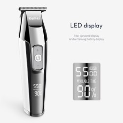 Kemei - professionell hårtrimmer - sladdlös - med digital LED-display