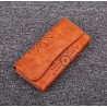 Elegant long retro wallet - with a zipper - hollow-out pattern - leatherWallets