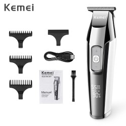 Kemei - professionell hårtrimmer - sladdlös - med digital LED-display