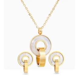 Gold plated jewellery set - pendant necklace with earrings