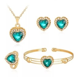 Crystal set - heart necklace / bracelet / earrings / ring for women - gift