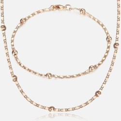 Rose gold jewellery set for women - necklace chain with bracelet