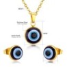 Classical blue eye jewellery set - gold/steel - pendant necklace with earrings