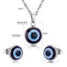 Classical blue eye jewellery set - gold/steel - pendant necklace with earrings