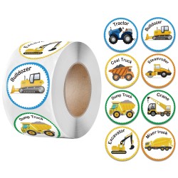 Dekorativa runda klistermärken - belöningsetiketter - för barn - buss / traktor / flygplan / bra jobbat