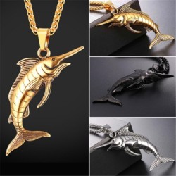 Halsband med svärdfisk - rostfritt stål - unisex