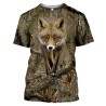 Casual kortärmad t-shirt - jaktdjur tryckt - älg / kanin
